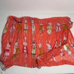 RARE Geoffrey Carroll Creepy Bunnies Designer Scarf